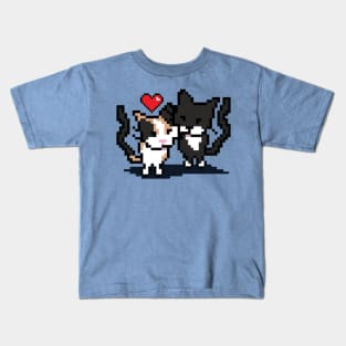 Pixel Cat Love Kids T-Shirt